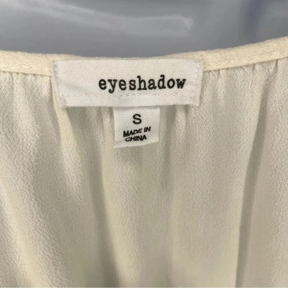 Embroidered Cream & Blue Floral Tank Top Boho Chic, Adjustable Spaghetti Straps - Picture 7 of 7